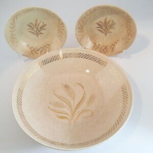 Vintage Royal China Inc 5.25" Fruit Bowls 9" Bowl Gilded Wheat 22 KT Gold Lot 3